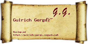 Gulrich Gergő névjegykártya